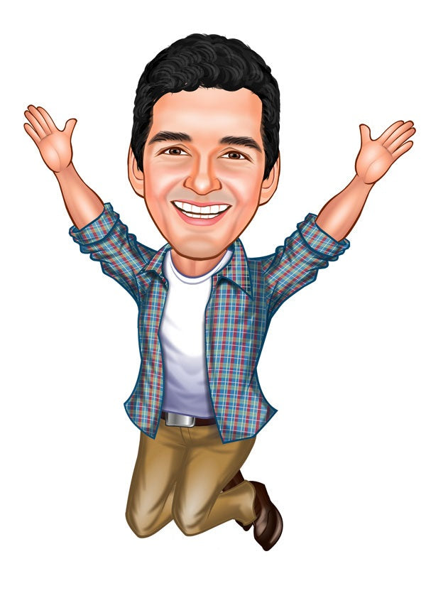 Virksomhed tema76 (1 person) - karikaturtegning efter dine fotos - Just Karikatur