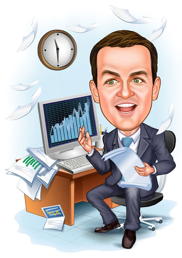 Virksomhed tema69 (1 person) - karikaturtegning efter dine fotos - Just Karikatur