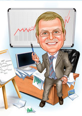 Virksomhed tema68 (1 person) - karikaturtegning efter dine fotos - Just Karikatur