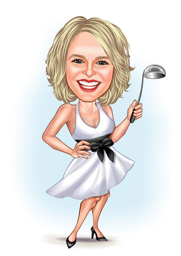 Til hende tema87 (1 person) - karikaturtegning efter dine fotos - Just Karikatur