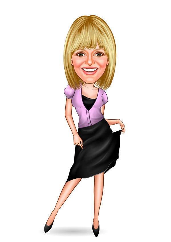 Til hende tema83 (1 person) - karikaturtegning efter dine fotos - Just Karikatur