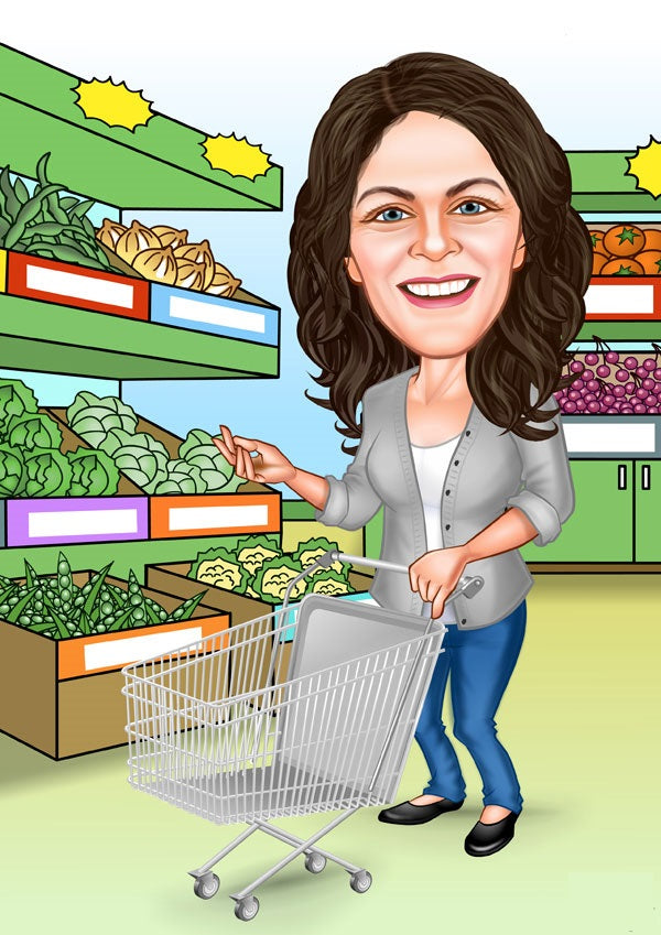 Til hende tema82 (1 person) - karikaturtegning efter dine fotos - Just Karikatur