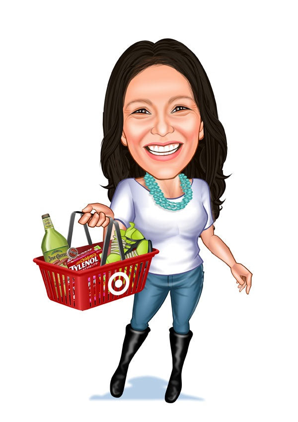 Til hende tema81 (1 person) - karikaturtegning efter dine fotos - Just Karikatur