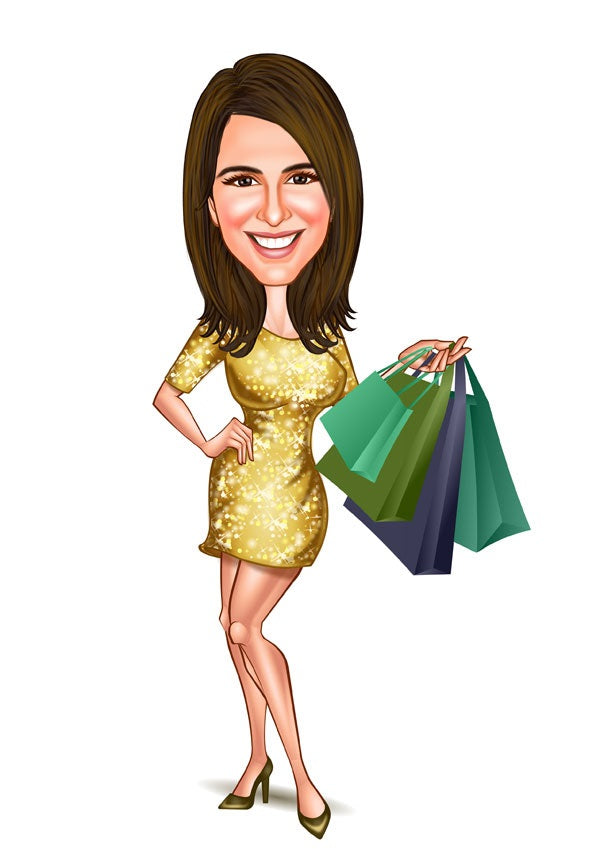 Til hende tema80 (1 person) - karikaturtegning efter dine fotos - Just Karikatur