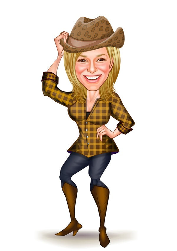 Til hende tema77 (1 person) - karikaturtegning efter dine fotos - Just Karikatur