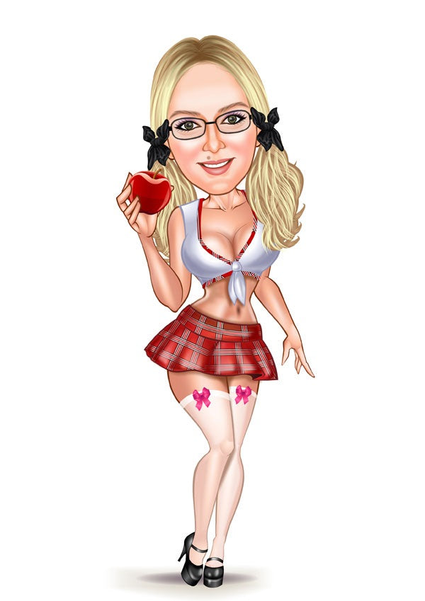 Til hende tema76 (1 person) - karikaturtegning efter dine fotos - Just Karikatur