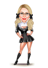 Til hende tema73 (1 person) - karikaturtegning efter dine fotos - Just Karikatur