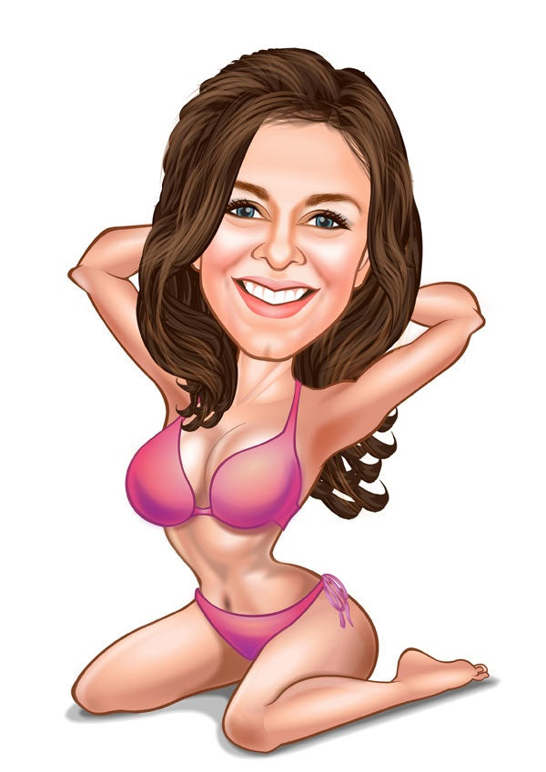 Til hende tema72 (1 person) - karikaturtegning efter dine fotos - Just Karikatur