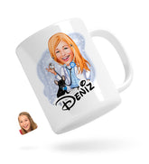 Personlig krus med dyrlæge kvinde tryk (1 person) - karikatur efter dine billeder - Just Karikatur