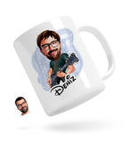 Personlig krus med guitarist mand tryk (1 person) - karikatur efter dine billeder - Just Karikatur