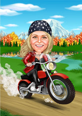 Til hende tema70 (1 person) - karikaturtegning efter dine fotos - Just Karikatur