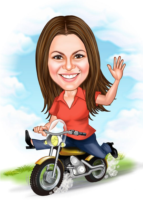 Til hende tema69 (1 person) - karikaturtegning efter dine fotos - Just Karikatur