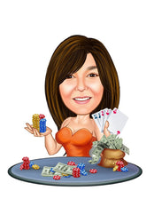 Til hende tema66 (1 person) - karikaturtegning efter dine fotos - Just Karikatur