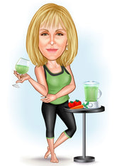 Til hende tema64 (1 person) - karikaturtegning efter dine fotos - Just Karikatur