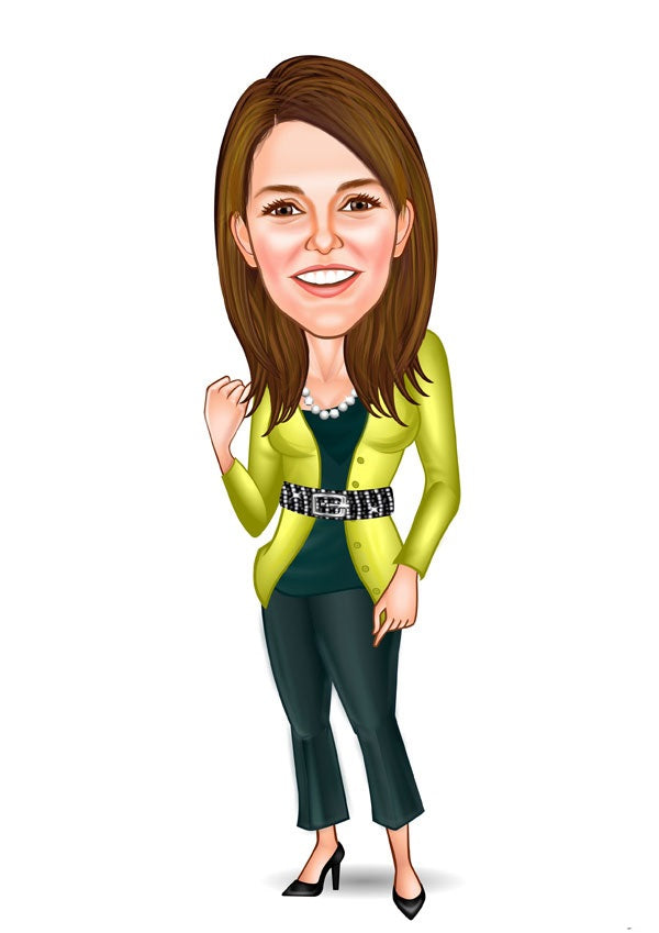 Til hende tema63 (1 person) - karikaturtegning efter dine fotos - Just Karikatur