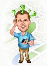 Til ham tema90 (1 person) - karikaturtegning efter dine fotos - Just Karikatur