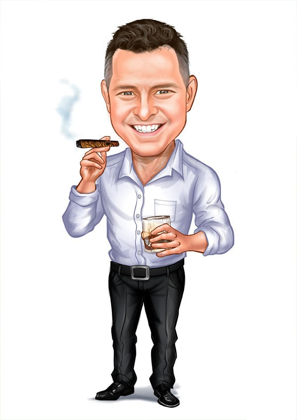 Til ham tema89 (1 person) - karikaturtegning efter dine fotos - Just Karikatur