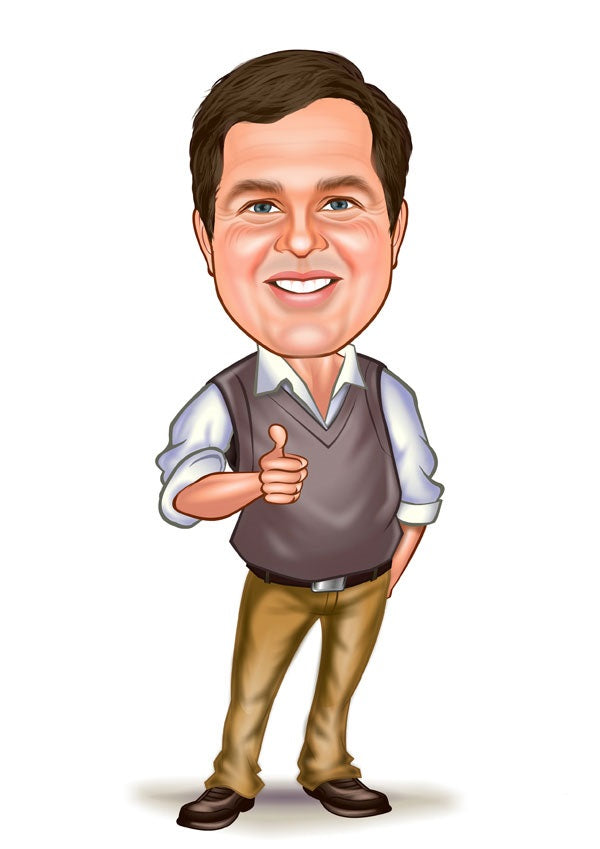 Til ham tema86 (1 person) - karikaturtegning efter dine fotos - Just Karikatur