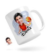 Personlig krus med basketball mand tryk (1 person) - karikatur efter dine billeder - Just Karikatur