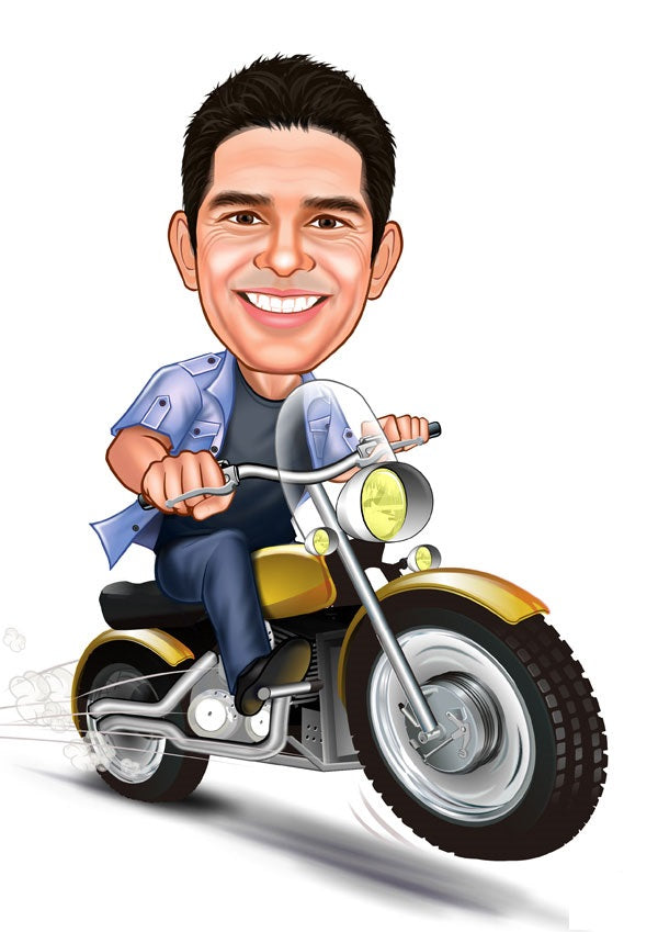 Til ham tema70 (1 person) - karikaturtegning efter dine fotos - Just Karikatur