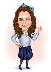 Børn tema2 (1 person) - karikaturtegning efter dine fotos - Just Karikatur