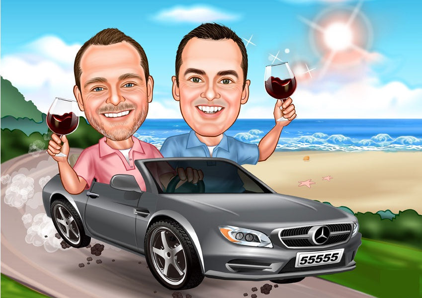 Par tema212 (2 personer) - karikaturtegning efter dine fotos - Just Karikatur