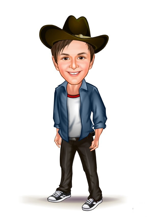 Børn tema43 (1 person) - karikaturtegning efter dine fotos - Just Karikatur