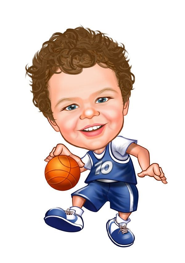 Børn tema40 (1 person) - karikaturtegning efter dine fotos - Just Karikatur