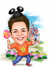 Børn tema49 (1 person) - karikaturtegning efter dine fotos - Just Karikatur