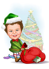 Jul tema17 (1 person) - karikaturtegning efter dine fotos - Just Karikatur