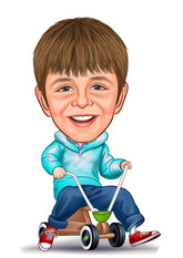 Børn tema35 (1 person) - karikaturtegning efter dine fotos - Just Karikatur