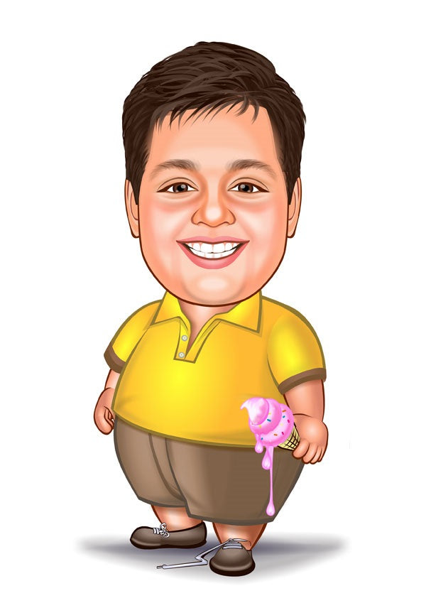 Børn tema34 (1 person) - karikaturtegning efter dine fotos - Just Karikatur