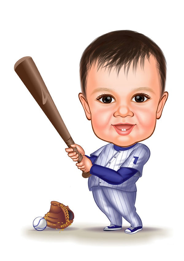 Børn tema31 (1 person) - karikaturtegning efter dine fotos - Just Karikatur