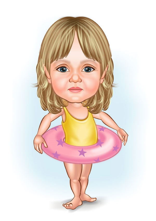 Børn tema23 (1 person) - karikaturtegning efter dine fotos - Just Karikatur