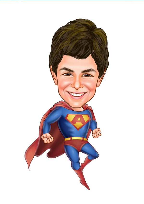 Børn tema46 (1 person) - karikaturtegning efter dine fotos - Just Karikatur