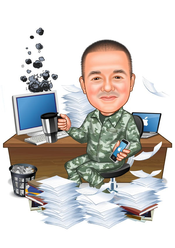 Politi & Militær tema10 (1 person) - karikaturtegning efter dine fotos - Just Karikatur