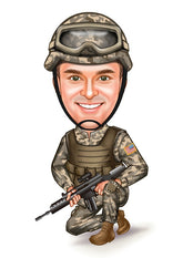 Politi & Militær tema46 (1 person) - karikaturtegning efter dine fotos - Just Karikatur