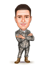 Politi & Militær tema32 (1 person) - karikaturtegning efter dine fotos - Just Karikatur