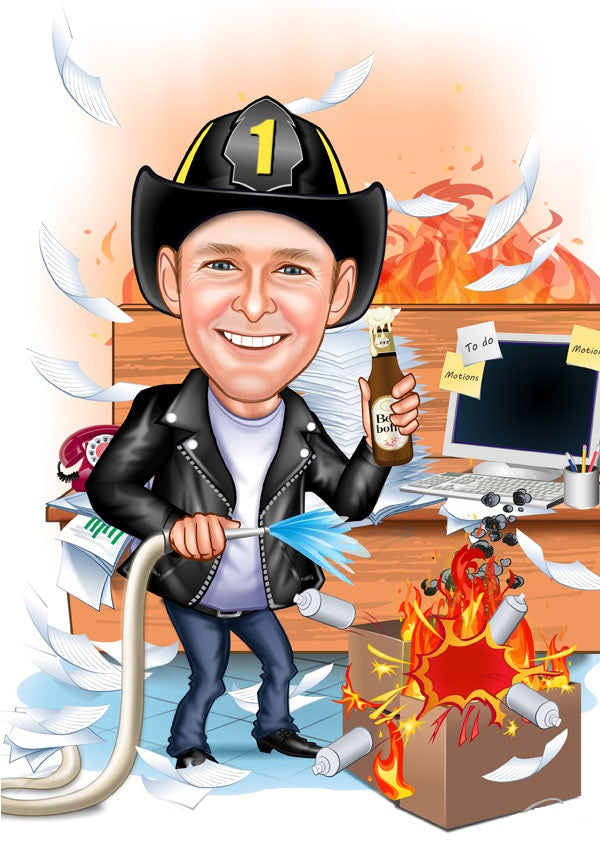 Politi & Militær tema16 (1 person) - karikaturtegning efter dine fotos - Just Karikatur