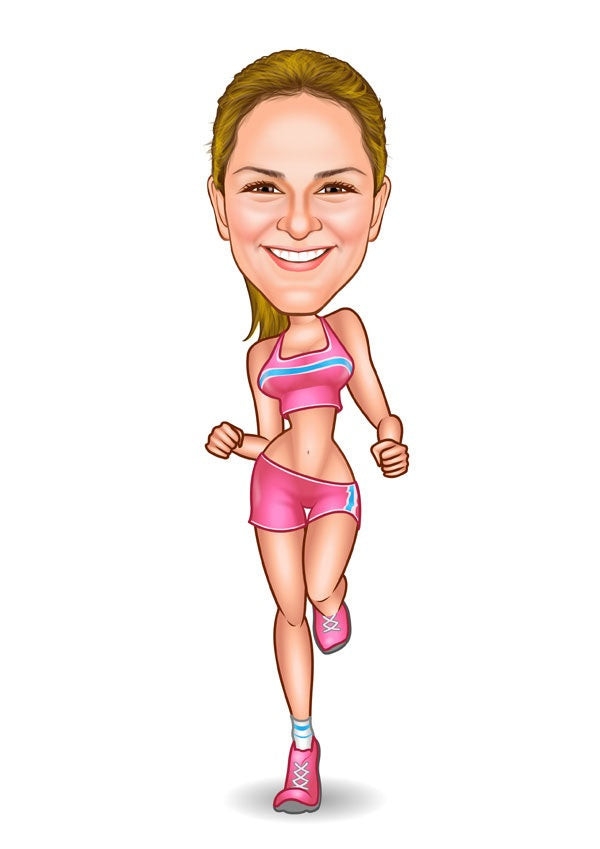 Sports tema66 (1 person) - karikaturtegning efter dine fotos - Just Karikatur