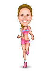 Sports tema66 (1 person) - karikaturtegning efter dine fotos - Just Karikatur