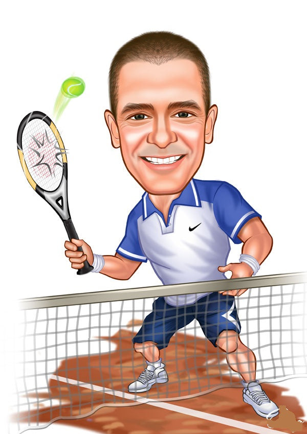 Sports tema56 (1 person) - karikaturtegning efter dine fotos - Just Karikatur