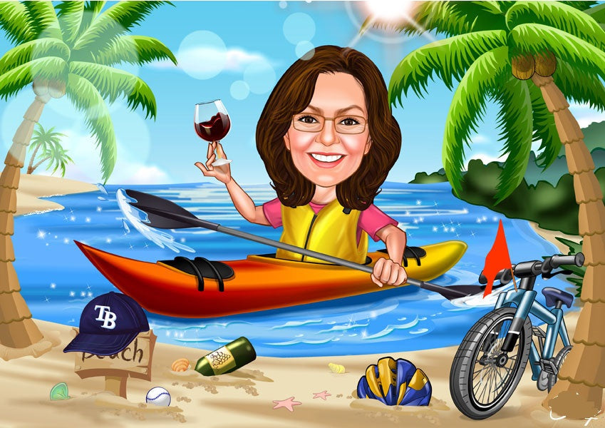 Sports tema73 (1 person) - karikaturtegning efter dine fotos - Just Karikatur