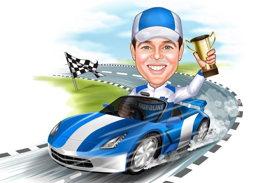 Sports tema72 (1 person) - karikaturtegning efter dine fotos - Just Karikatur