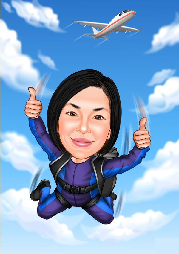 Sports tema60 (1 person) - karikaturtegning efter dine fotos - Just Karikatur