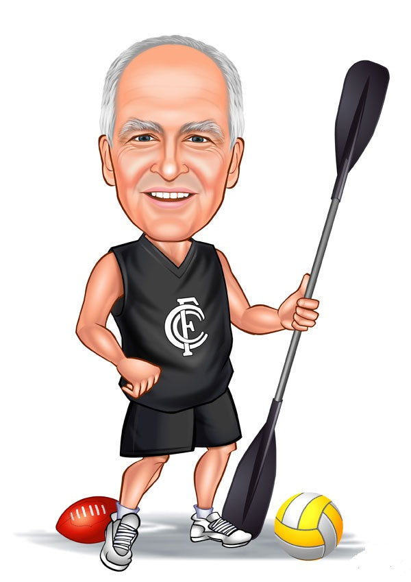 Sports tema51 (1 person) - karikaturtegning efter dine fotos - Just Karikatur