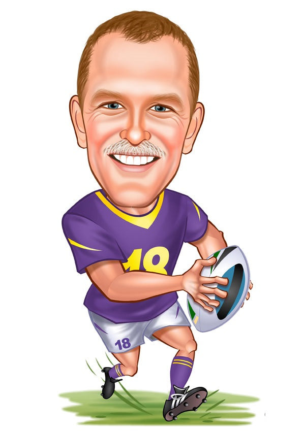 Sports tema50 (1 person) - karikaturtegning efter dine fotos - Just Karikatur