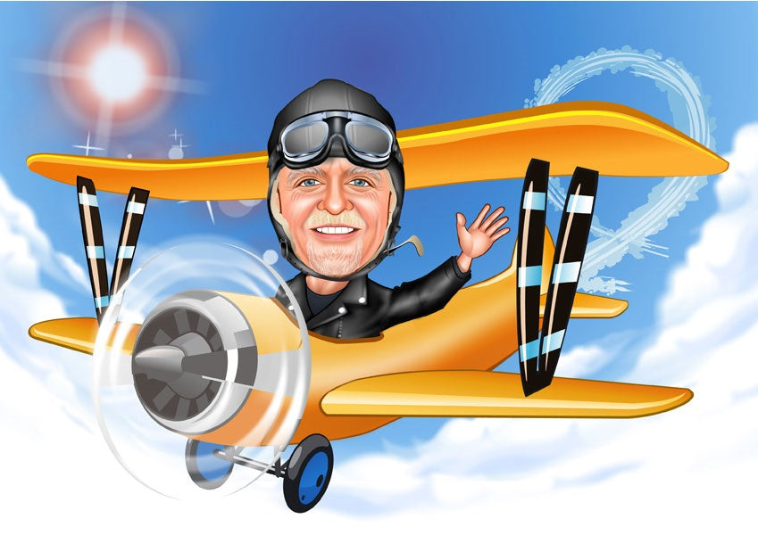 Rejse tema46 (1 person) - karikaturtegning efter dine fotos - Just Karikatur