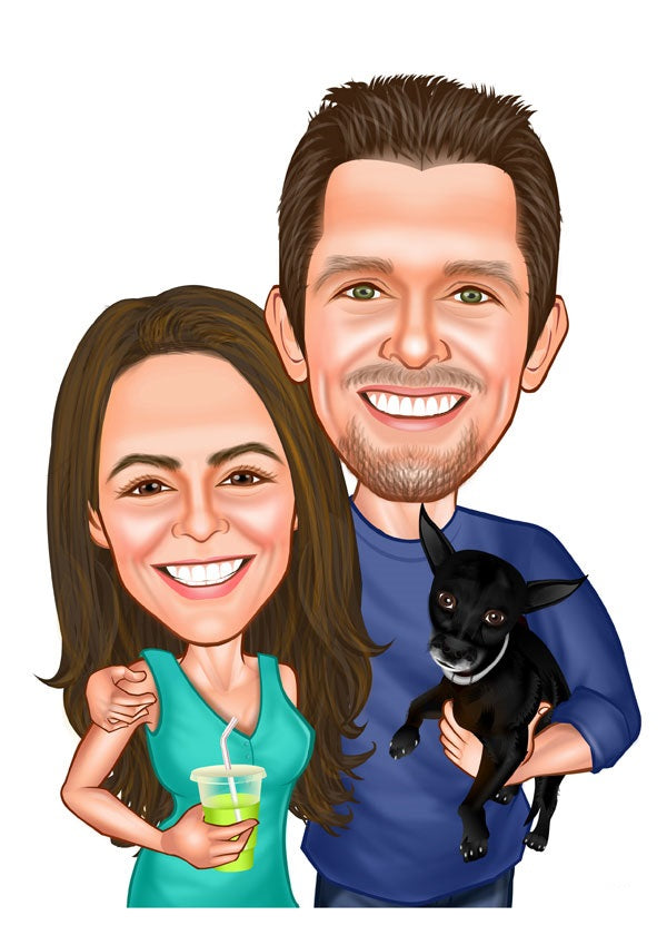 Par tema72 (2 personer) - karikaturtegning efter dine fotos - Just Karikatur