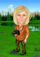 Rejse tema39 (1 person) - karikaturtegning efter dine fotos - Just Karikatur